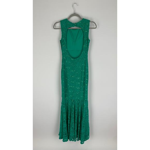 Hailey Logan Adrianna Papell Sequin Mermaid Formal Maxi Dress Womens 3/4 Green - Picture 11 of 11